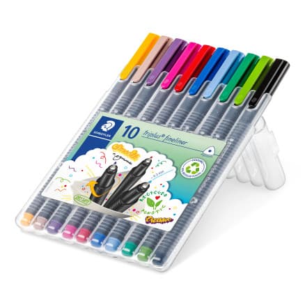 Staedtler Triplus Fineliner Vässare/Tusch Ass. färger 0,3mm - 10 st.