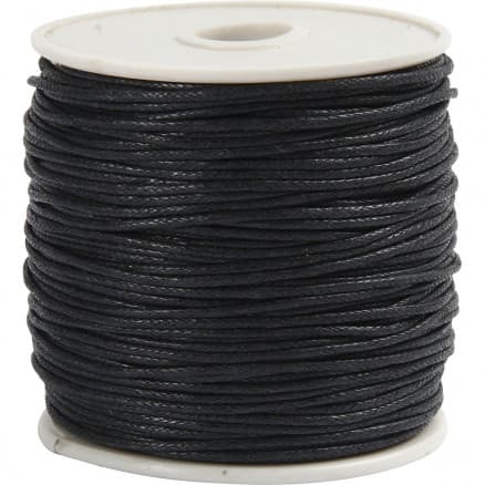 Makramégarn / Knytsnöre Vaxat Svart 1mm 40m