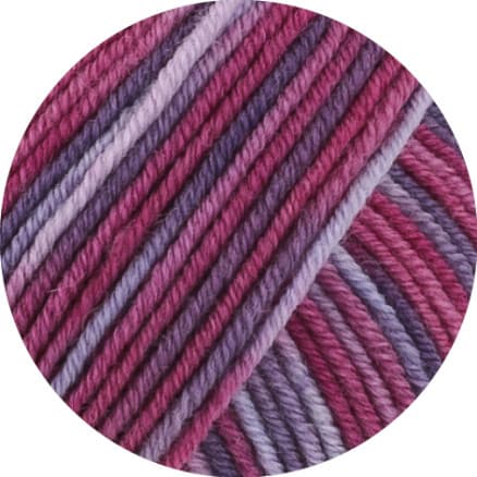 Lana Grossa Cool Wool Garn Print 841 Lila/Mörk Fuchsia/Röd Violett