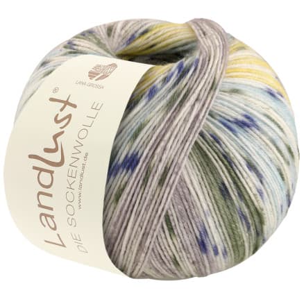 Lana Grossa Landlust Sockenwolle Garn 511 Ecru/Vanilla/Mintturkos/Taupe/Grey Green/Jeansblå