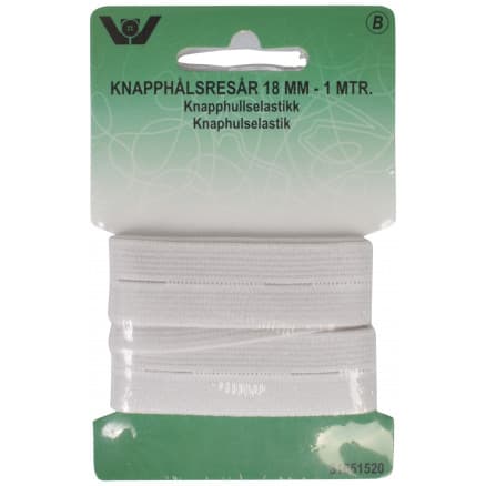Knapphålsresår Vit 18mm 1m