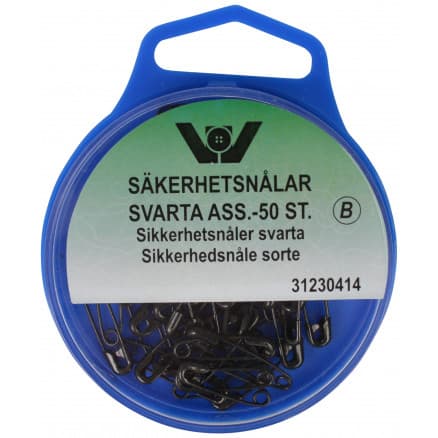 Säkerhetsnålar Svart Ass. storlekar - 50 st.