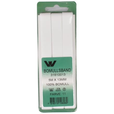 Bomullsband Vit 13mm 5m
