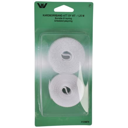 Kardborreband för sömnad Vit 20mm 1,25m
