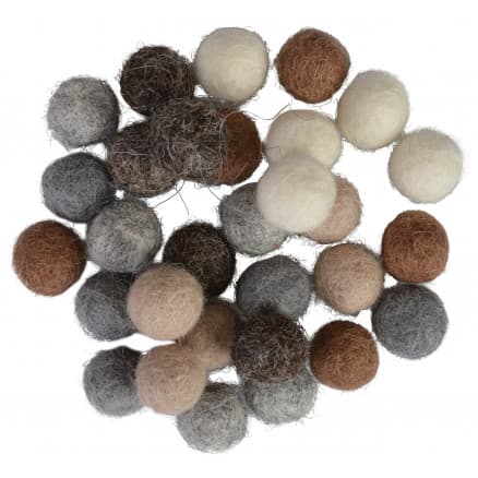 Filtkulor 10mm Ass. Naturfärger - 30 st