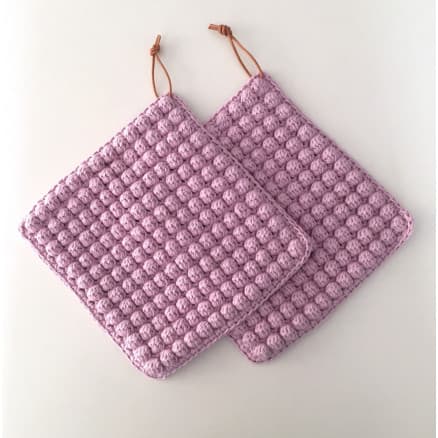 Grytlappar med bubblor av Rito Krea - Grytlappar Virkmönster 18x18cm