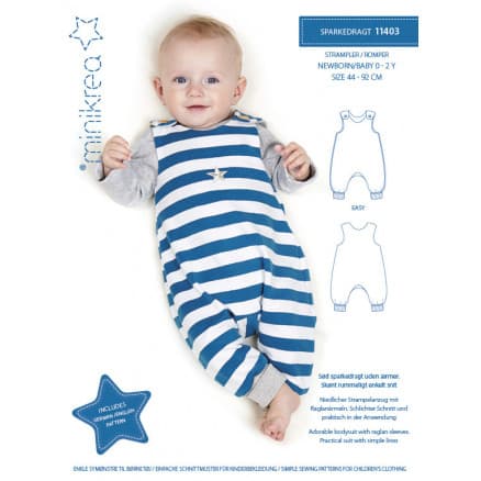 MiniKrea Snittmönster 11403 Sparkdräkt strl. 0-2 år