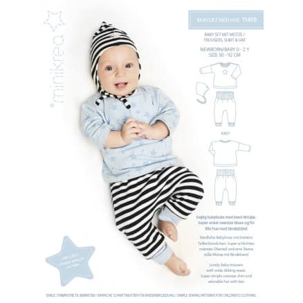 MiniKrea Snittmönster 11410 Baby set med mössa storlek 0-2 år