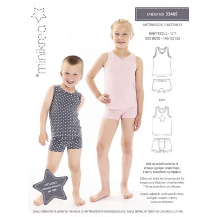 MiniKrea Snittmönster 33405 Underkläder strl. 2-12 år