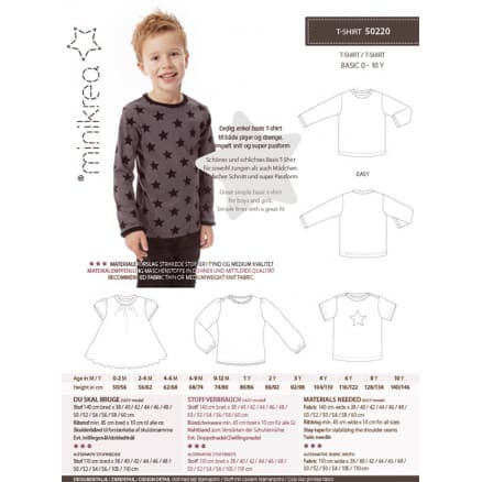 MiniKrea Snittmönster 50220 T-shirt strl. 0-10 år