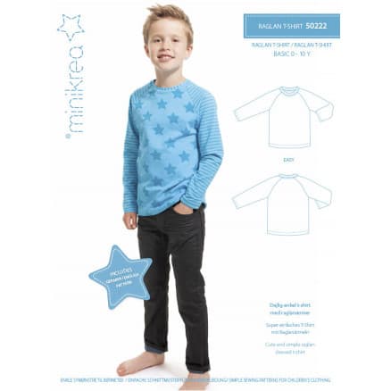 MiniKrea Snittmönster 50222 Raglan T-shirt strl. 0-10 år