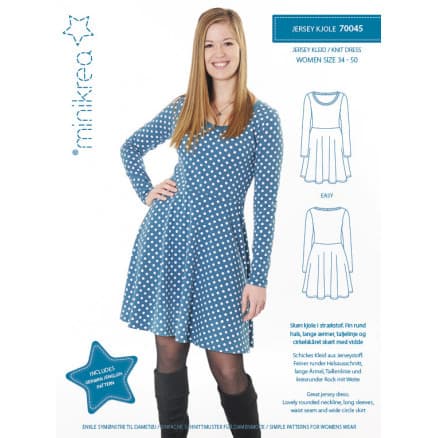 MiniKrea Snittmönster 70045 Jersey Klänning strl. 34-50