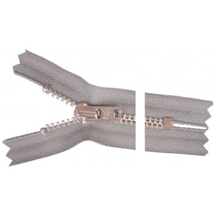 YKK Dragkedja/Blixtlås Aluminium 12cm 4mm Grå