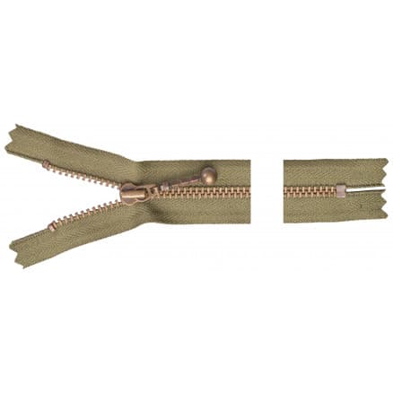 YKK Dragkedja/Blixtlås Antik Mässing 15cm 4mm Army