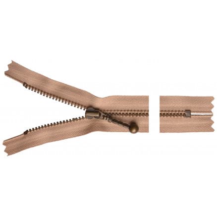 YKK Dragkedja/Blixtlås Antik Mässing 20cm 4mm Beige