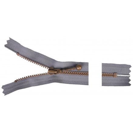 YKK Dragkedja/Blixtlås Antik Mässing 20cm 4mm Grå