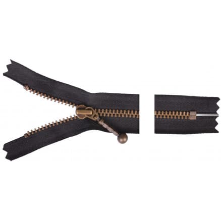 YKK Dragkedja/Blixtlås Antik Mässing 20cm 4mm Svart