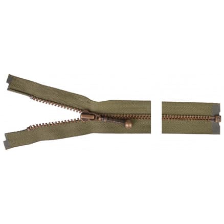 YKK Delbar Dragkedja/Blixtlås Antik Mässing 25cm 4mm Army