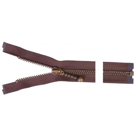YKK Delbar Dragkedja/Blixtlås Antik Mässing 30cm 4mm Brun