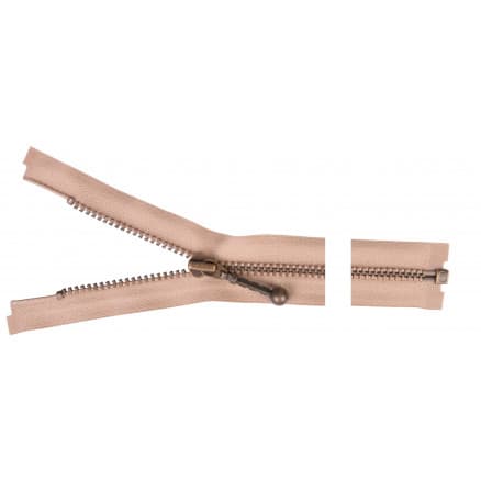 YKK Delbar Dragkedja/Blixtlås Antik Mässing 60cm 4mm Beige