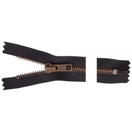 YKK Dragkedja/Blixtlås Antik Mässing 18cm 6mm Svart
