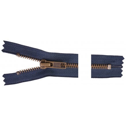 YKK Dragkedja/Blixtlås Antik Mässing 20cm 6mm Marin