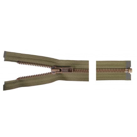 YKK Delbar Dragkedja/Blixtlås Antik Mässing 50cm 6mm Army