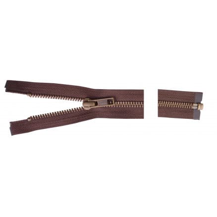 YKK Delbar Dragkedja/Blixtlås Antik Mässing 80cm 6mm Brun