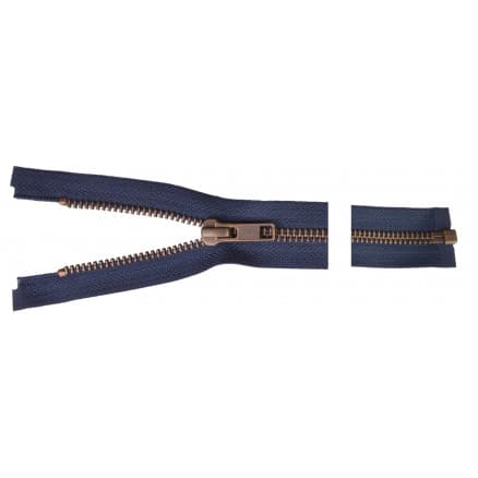 YKK Delbar Dragkedja/Blixtlås Antik Mässing 85cm 6mm Marine