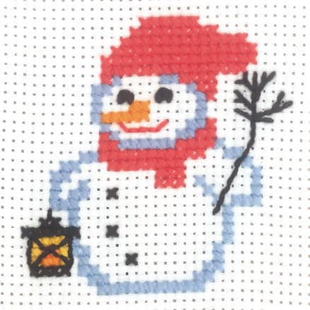 Permin Broderikit Aida Snögubbe med Ljus 10x10cm