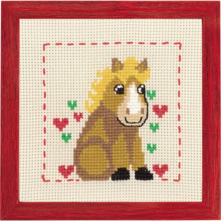 Permin Broderikit Aida till Barn Häst 19x19cm