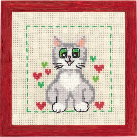 Permin Broderikit Aida till Barn Katt 19x19cm