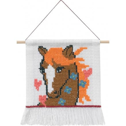 Permin Broderikit Aida till Barn Häst 16x18cm