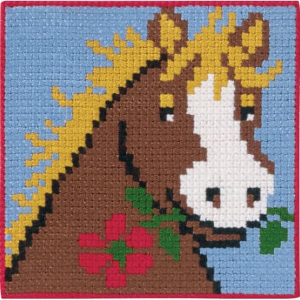 Permin Broderikit Ritad Stramalj till Barn Häst 25x25cm