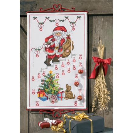 Permin Broderikit Aida Julkalender Jultomte 35x57cm