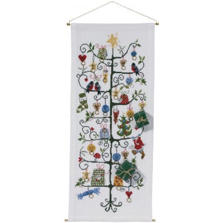 Permin Broderikit Aida Julkalender Julgran 30x71cm