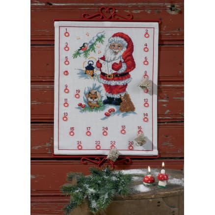 Permin Broderikit Aida Julkalender Sjungande Jultomte 35x46cm