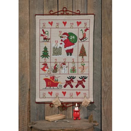 Permin Broderikit Aida Julkalender Kalender Modern 40x57cm