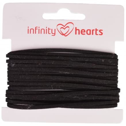Infinity Hearts Snöre Alcantara 2mm 02 Svart - 5m