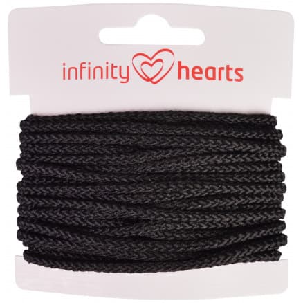Infinity Hearts Anoraksnöre Polyester 3mm 10 Svart - 5m