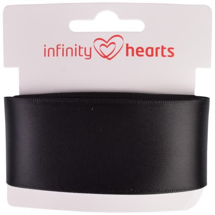 Infinity Hearts Satinband Dubbelsidig 38mm 030 Svart - 5m