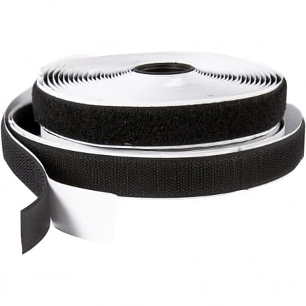 Kardborreband, B: 20 mm, svart, självhäftande, 5m
