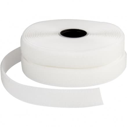 Kardborreband, B: 20 mm, vitt, 5m