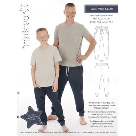 MiniKrea Snittmönster 66340 Sweat Byxa str. 2-16 år