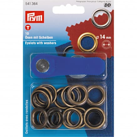 Prym Ã–ljetter/Segelringar Antik Mässing 14mm - 10 st