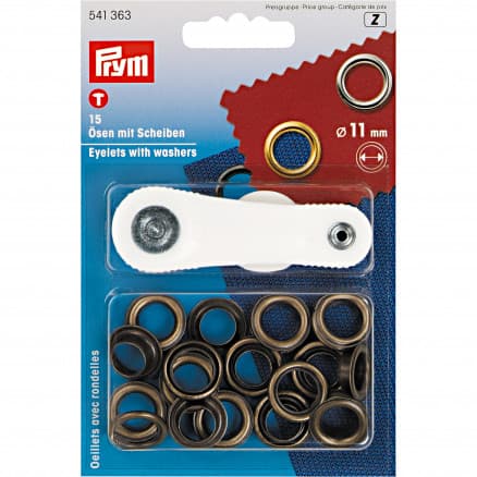Prym Ã–ljetter/Segelringar Antik Mässing 11mm - 15 st