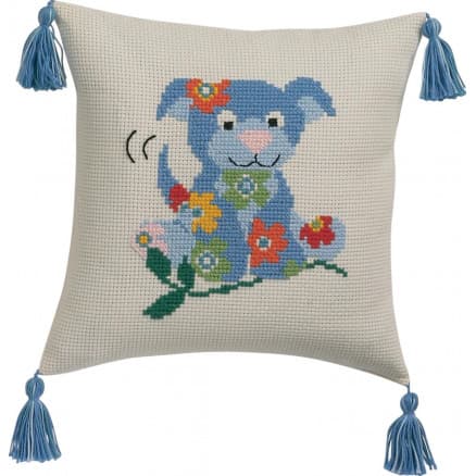 Permin Broderikit Aida Kudde Hund 30x30cm