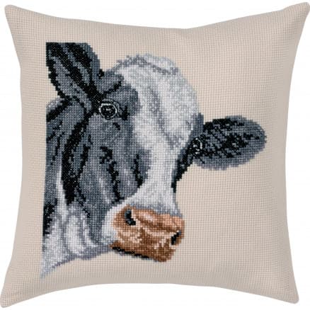 Permin Broderikit Aida Kudde Svart/Vit Ko 40x40cm