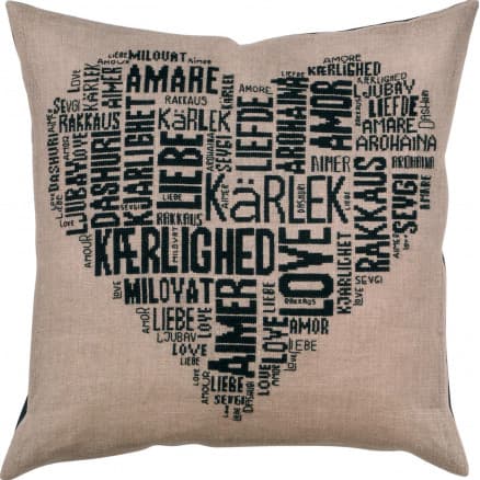 Permin Broderikit Linne Kudde Love Svart 60x60cm