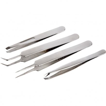 Pincett - sortiment, L: 9-12 cm, 4 st.